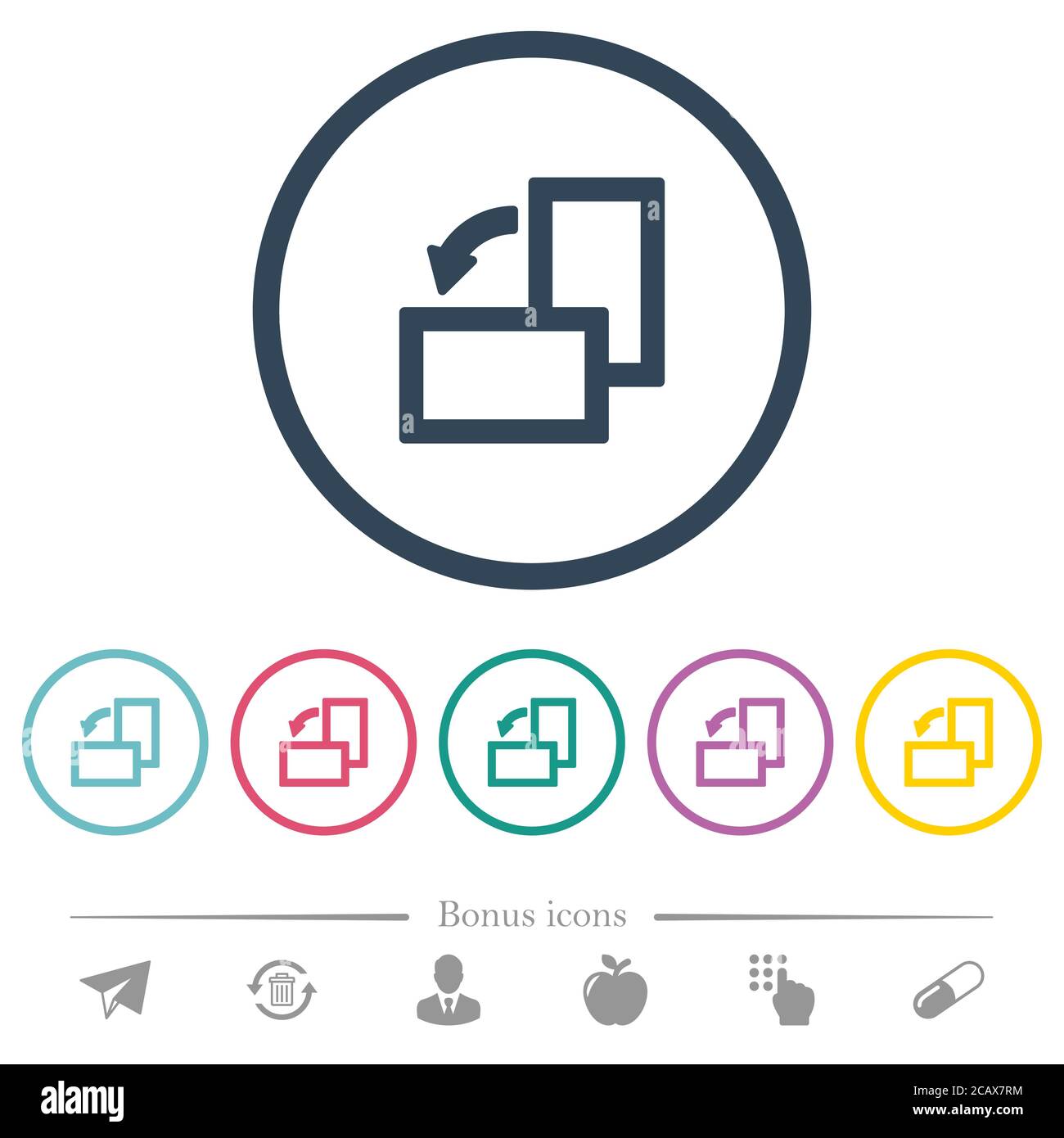 Rotate left flat color icons in round outlines. 6 bonus icons included ...