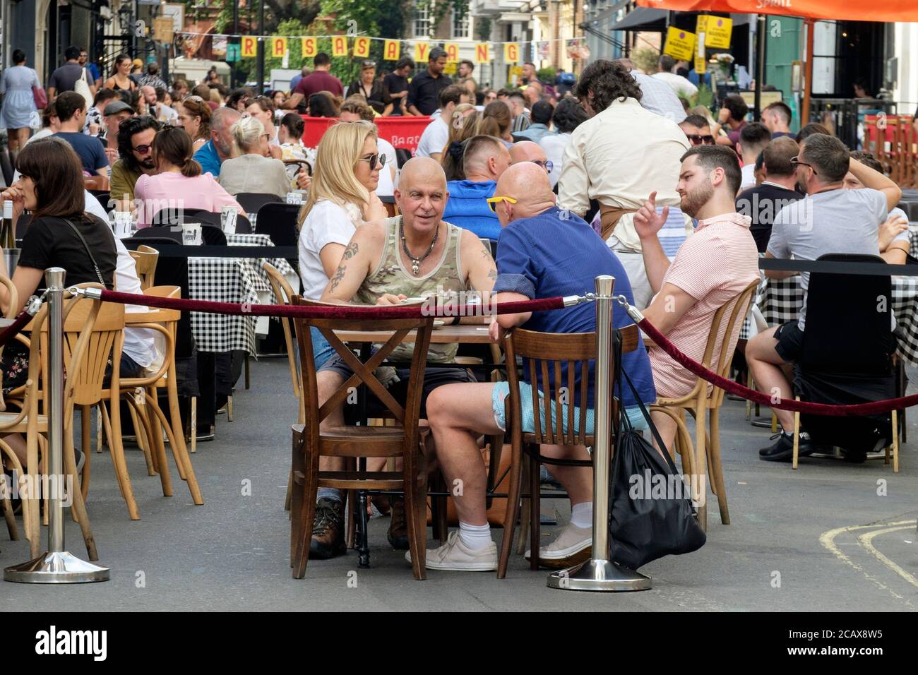 Streets in the Soho area of central London have been pedestrianised to