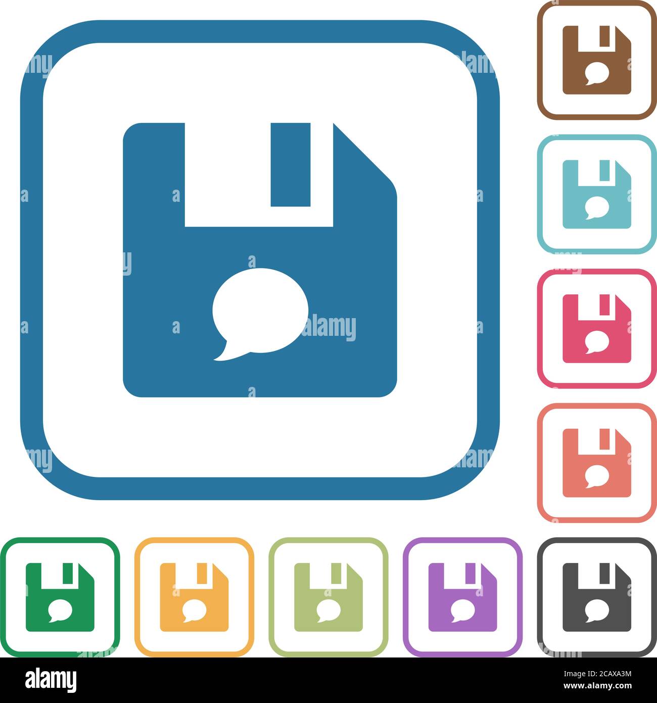 File comment simple icons in color rounded square frames on white background Stock Vector
