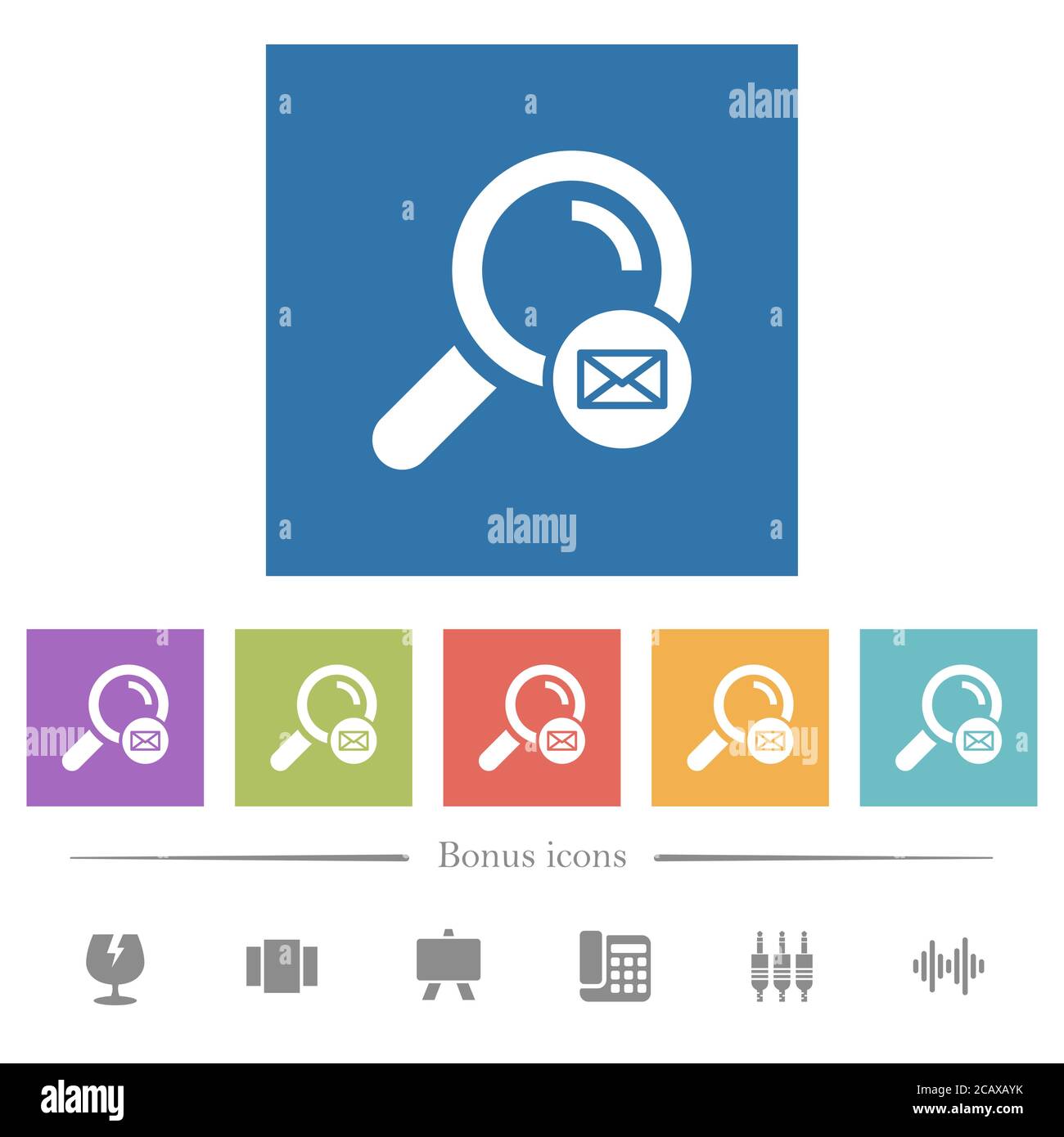Search address flat white icons in square backgrounds. 6 bonus icons ...