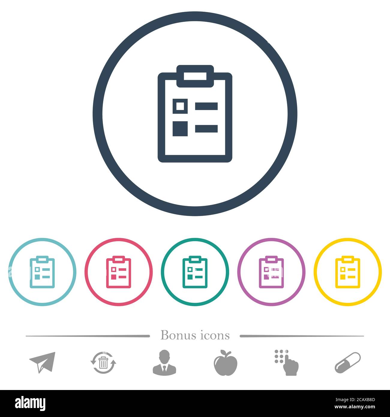 Survey flat color icons in round outlines. 6 bonus icons included Stock ...