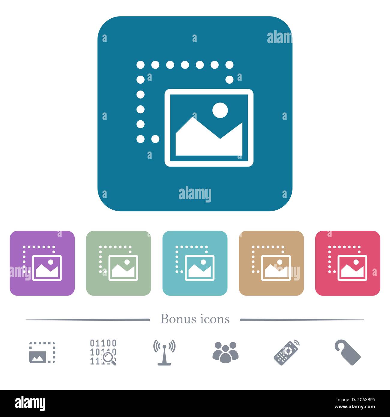 Drag image to bottom right white flat icons on color rounded square ...