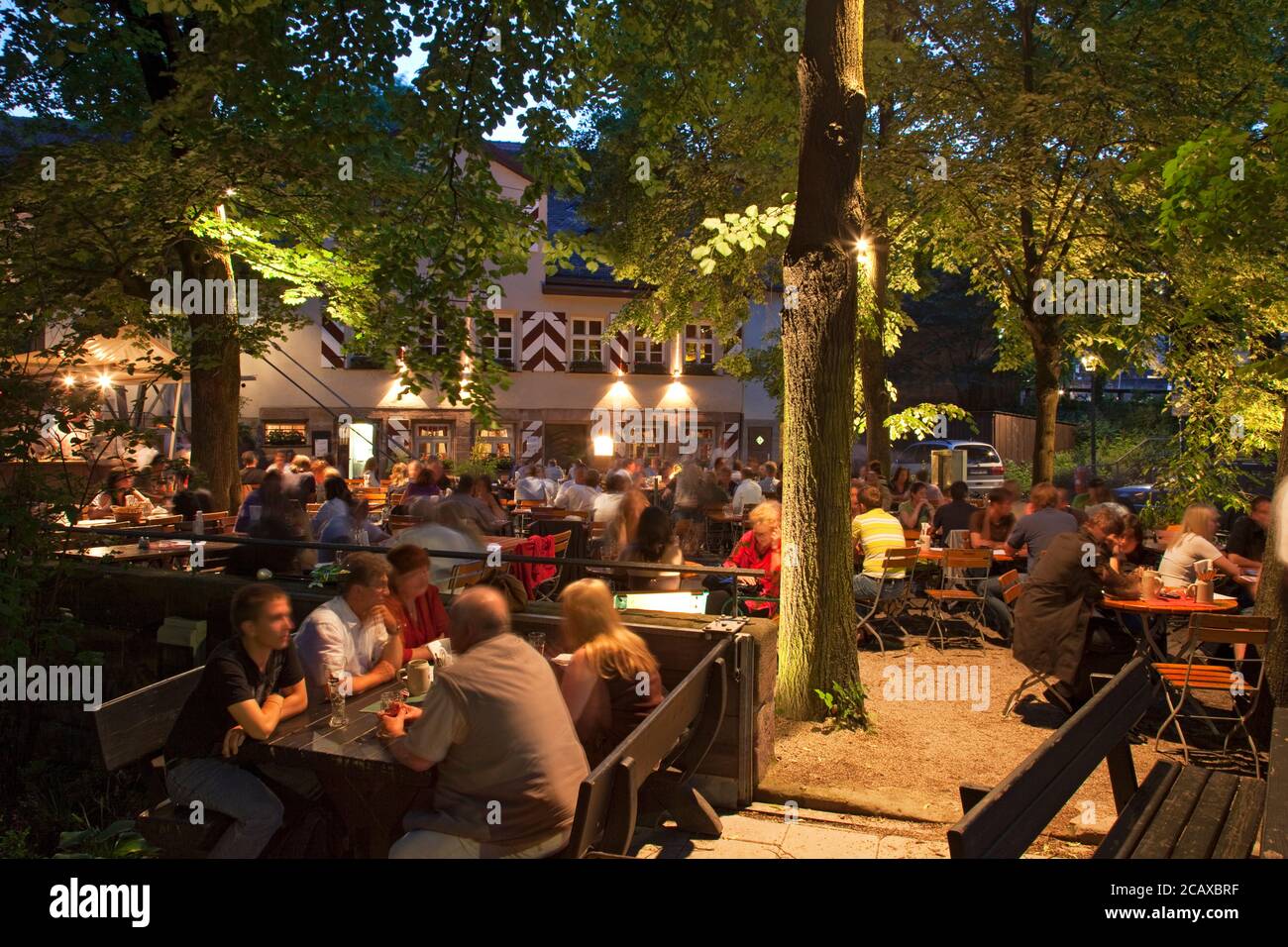 geography / travel, Germany, Bavaria, Nuremberg, beer garden stud at Maxplatz in the summer, old town, Additional-Rights-Clearance-Info-Not-Available Stock Photo