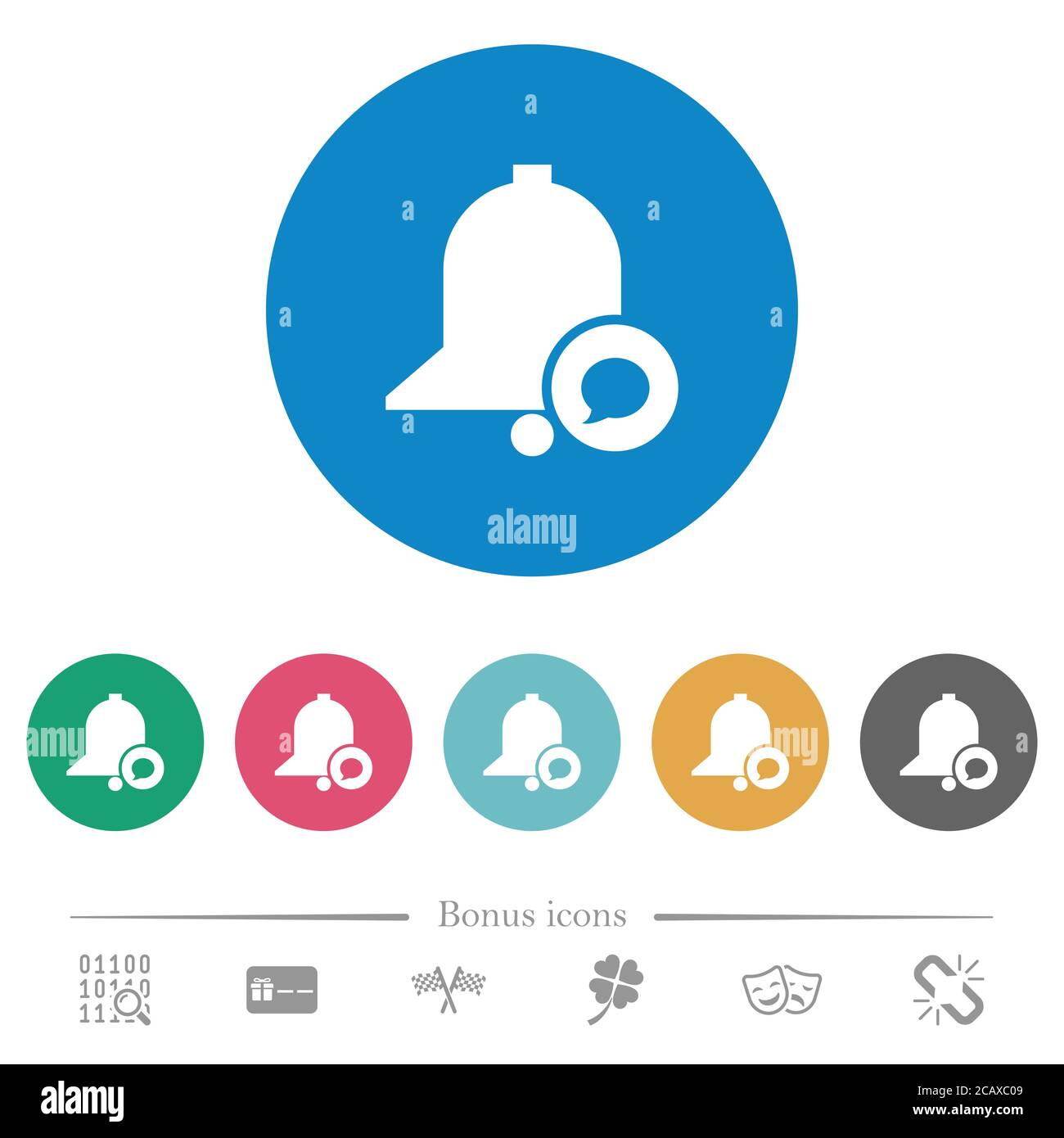 Reminder message flat white icons on round color backgrounds. 6 bonus ...