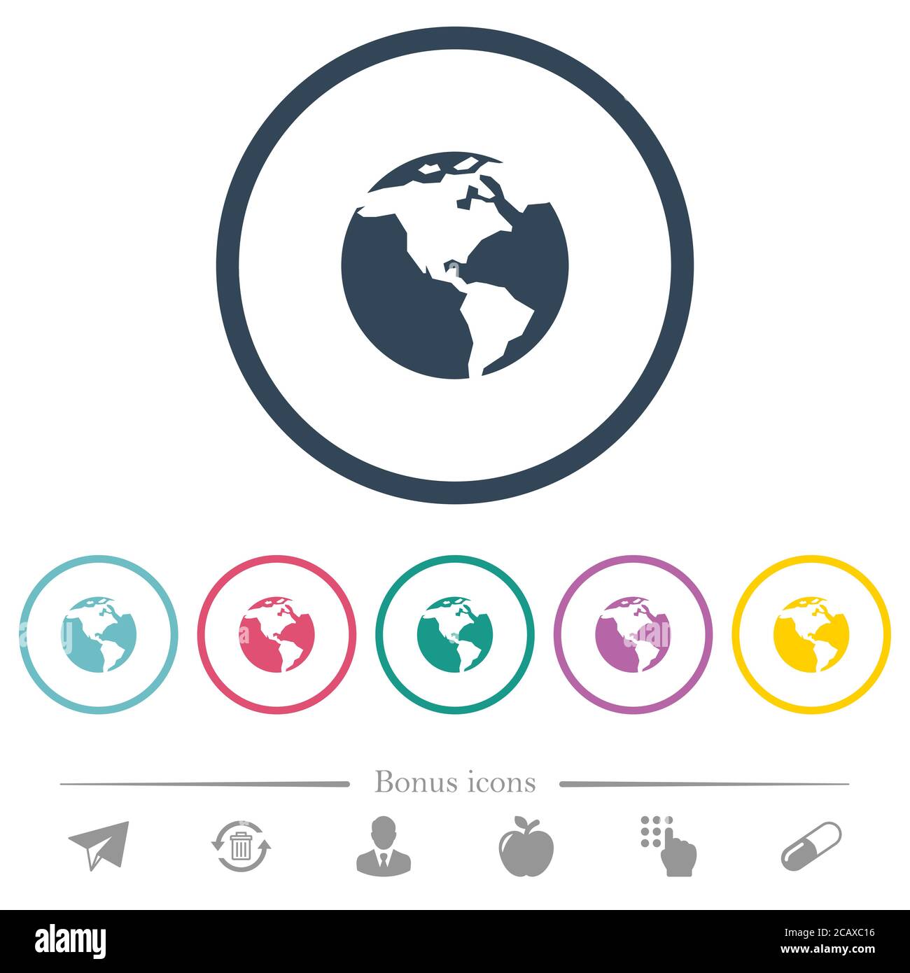 Earth flat color icons in round outlines. 6 bonus icons included Stock ...
