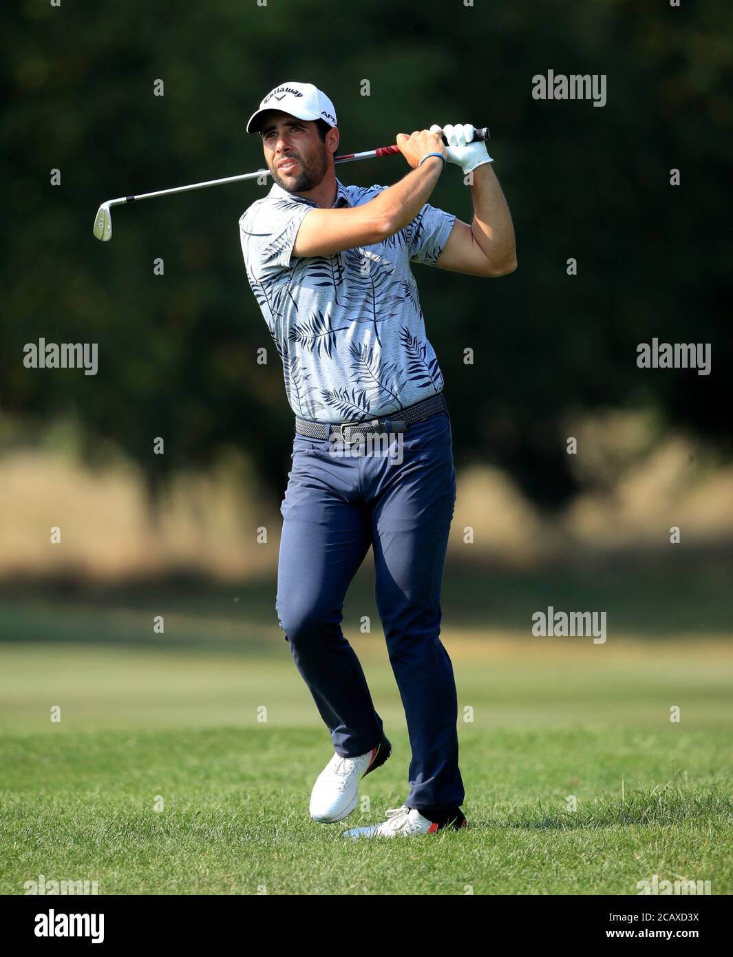 Spain's Adrian Otaegui during day four of the English Championship at Hanbury Manor Marriott Hotel and Country Club, Hertfordshire. Sunday August 9, 2020. See PA story Golf Ware. Photo credit should read: Adam Davy/PA Wire. RESTRICTIONS: Editorial Use, No Commercial Use. Stock Photo