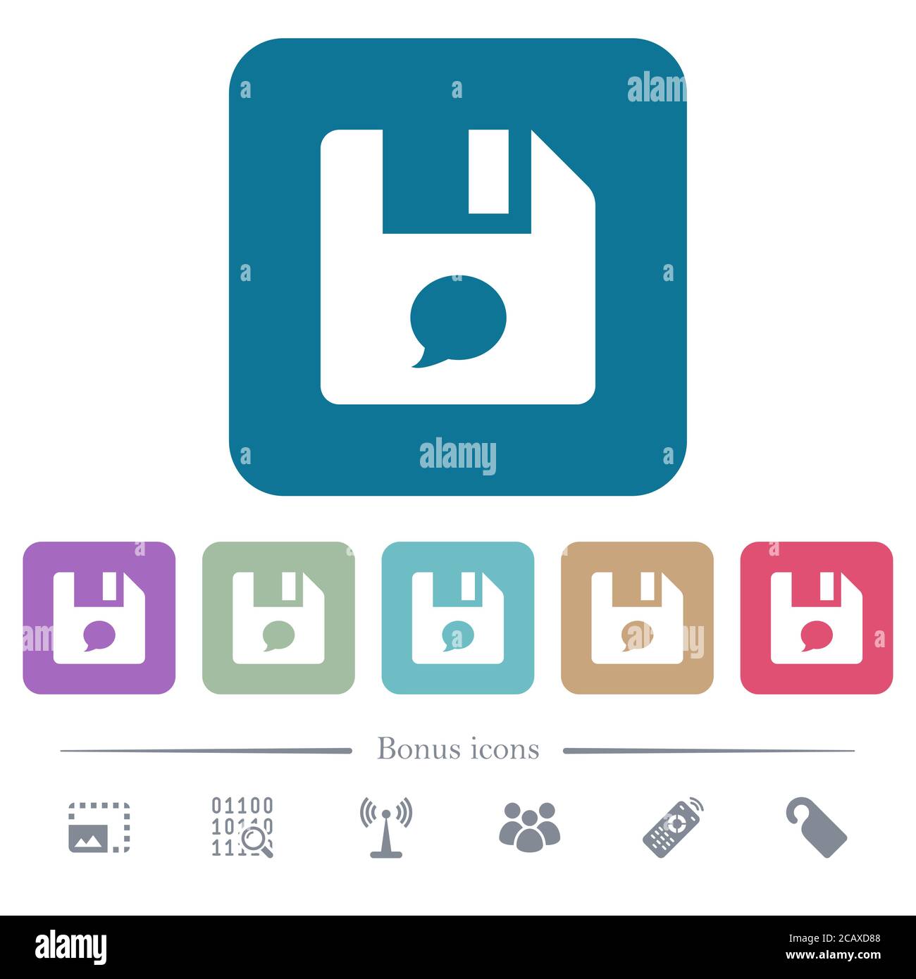 File comment white flat icons on color rounded square backgrounds. 6 ...
