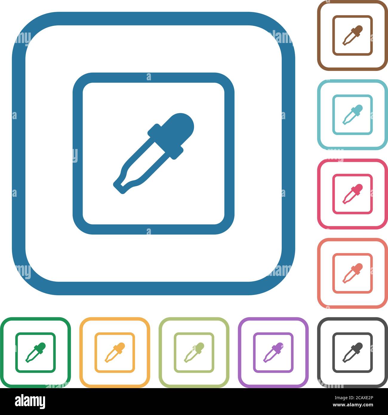 Get object color simple icons in color rounded square frames on white ...