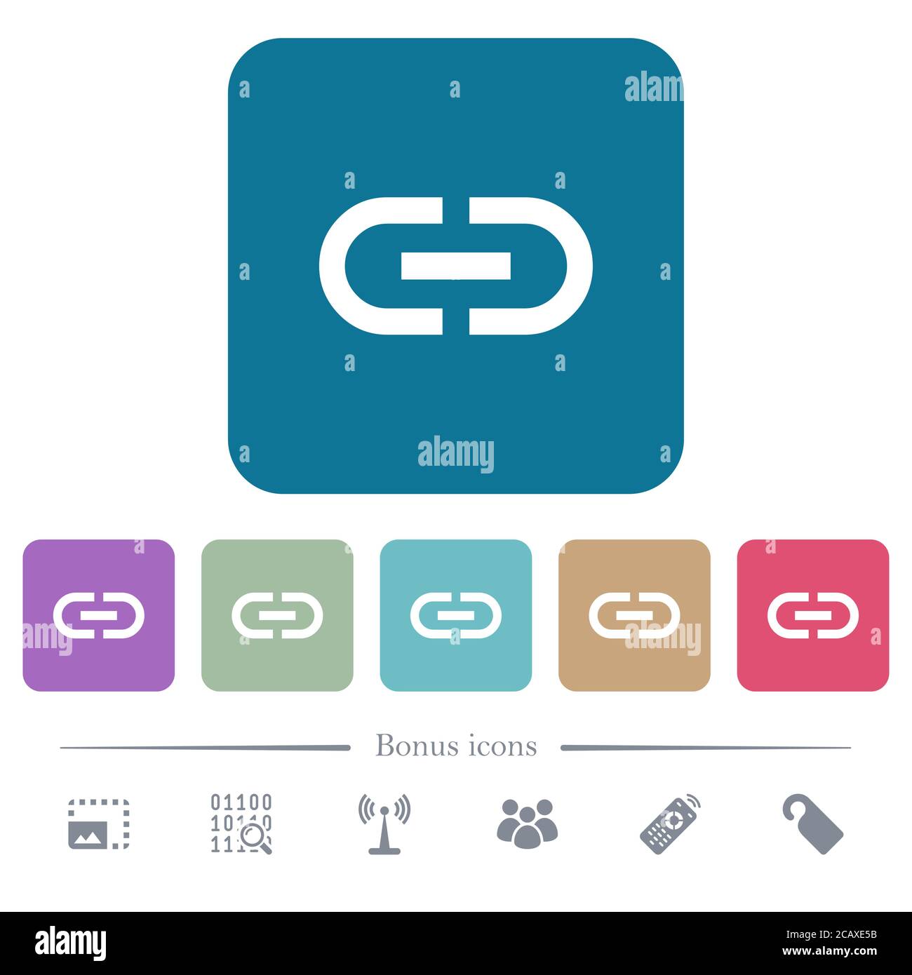 Insert link white flat icons on color rounded square backgrounds. 6 ...