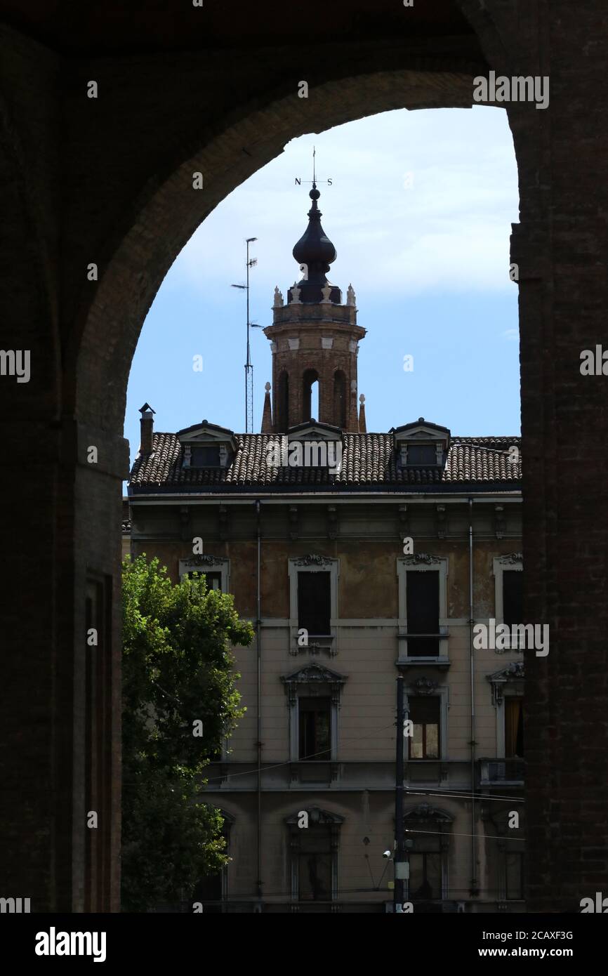 Parma, Emilia Romagna, Italy, detail of the municipal tower, touristic place Stock Photo