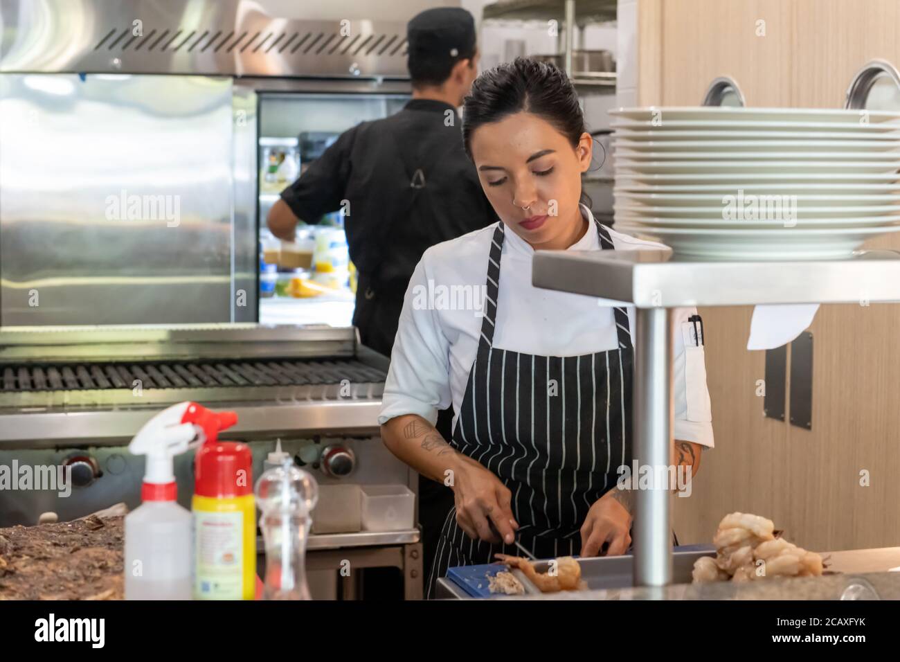 Culinary Team at Hector's Kitchen in Punta Mita, Mexico Stock Photo