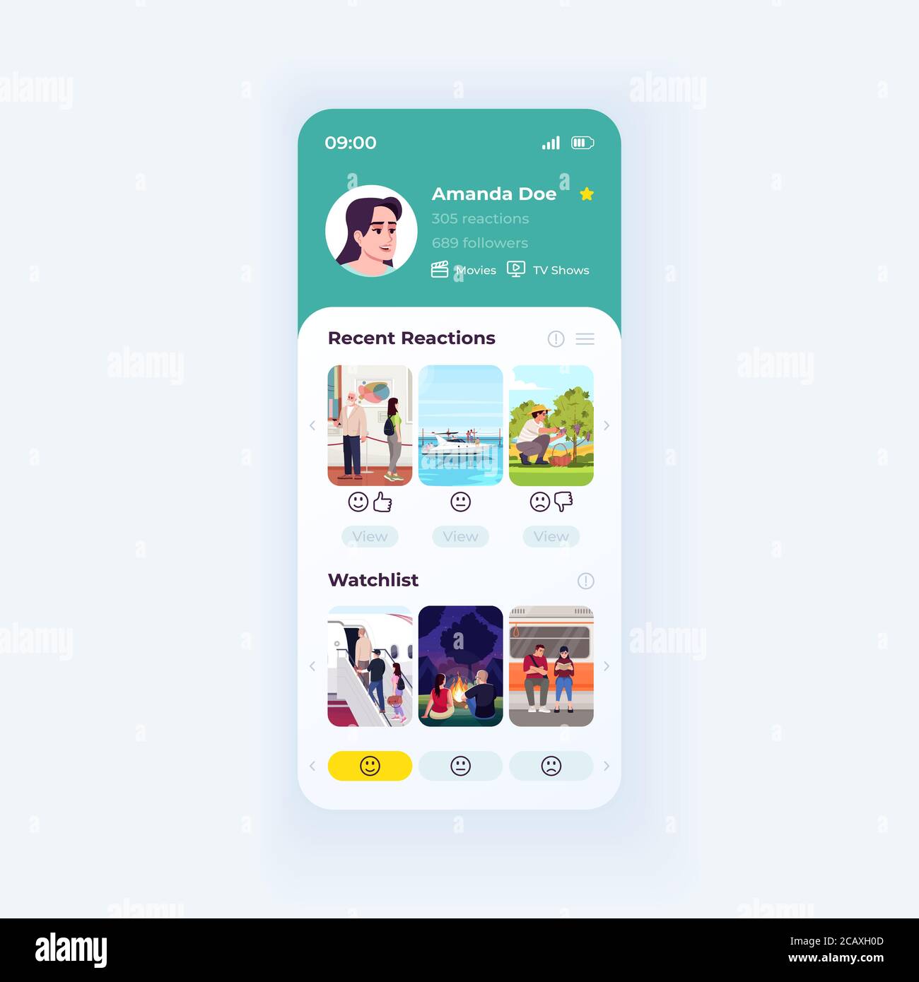 Movie advisor app smartphone interface vector template. Mobile app page ...