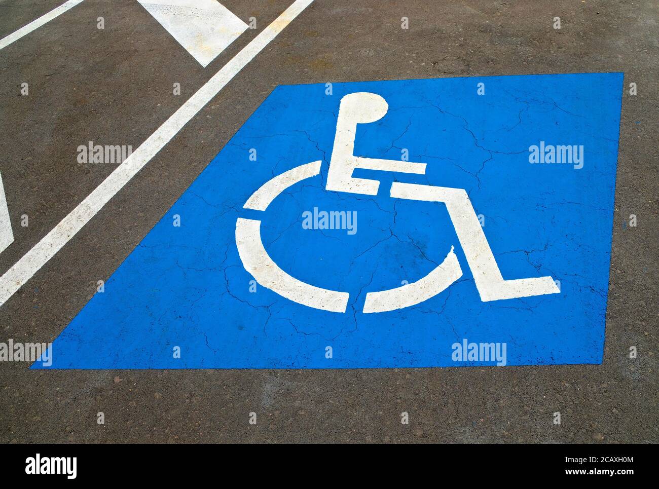 A parking space for handicapped drivers marked with International