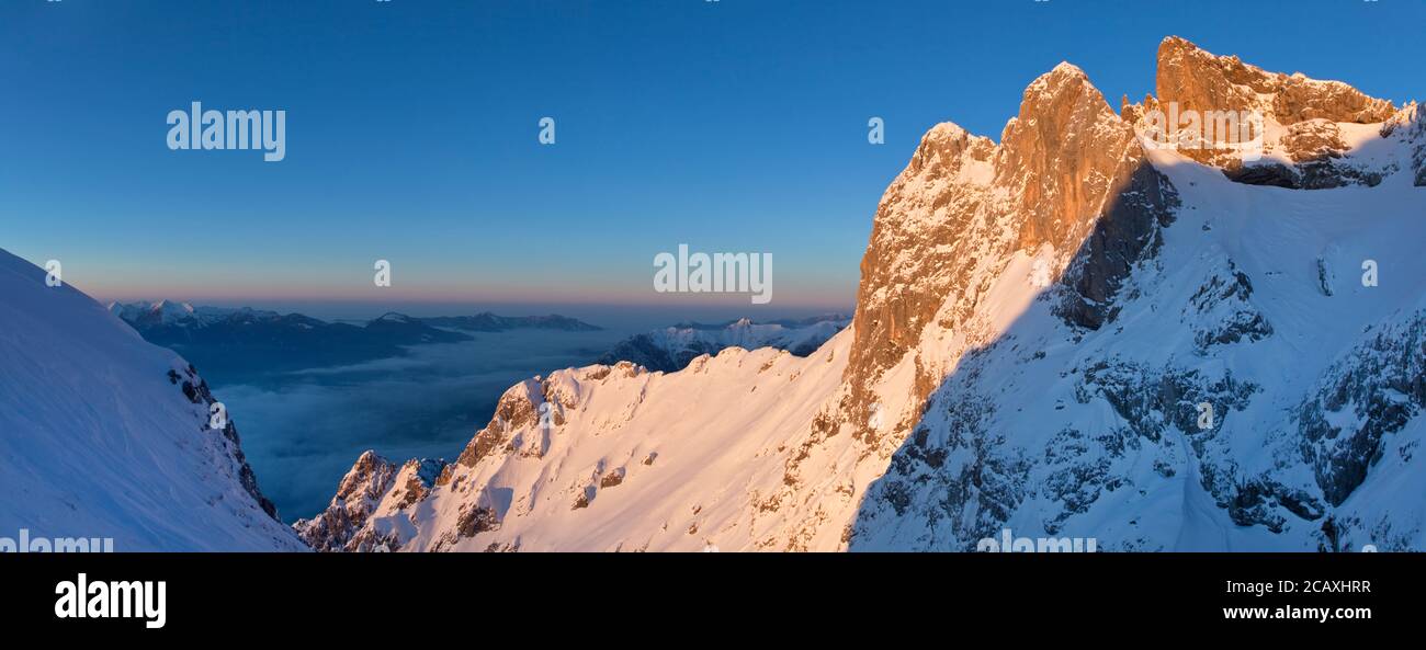 geography / travel, Germany, Bavaria, Mittenwald, winter in the Karwendel Mountains, Mittenwald, Uppe, Additional-Rights-Clearance-Info-Not-Available Stock Photo