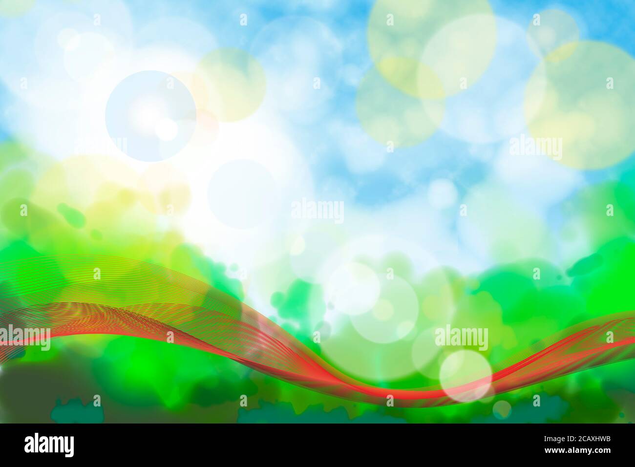Spring sky with sunlight natural bokeh and a red ribbon, a symbol of the  Persian New year.. Spring holiday Nowruz. Abstract background Stock Photo -  Alamy