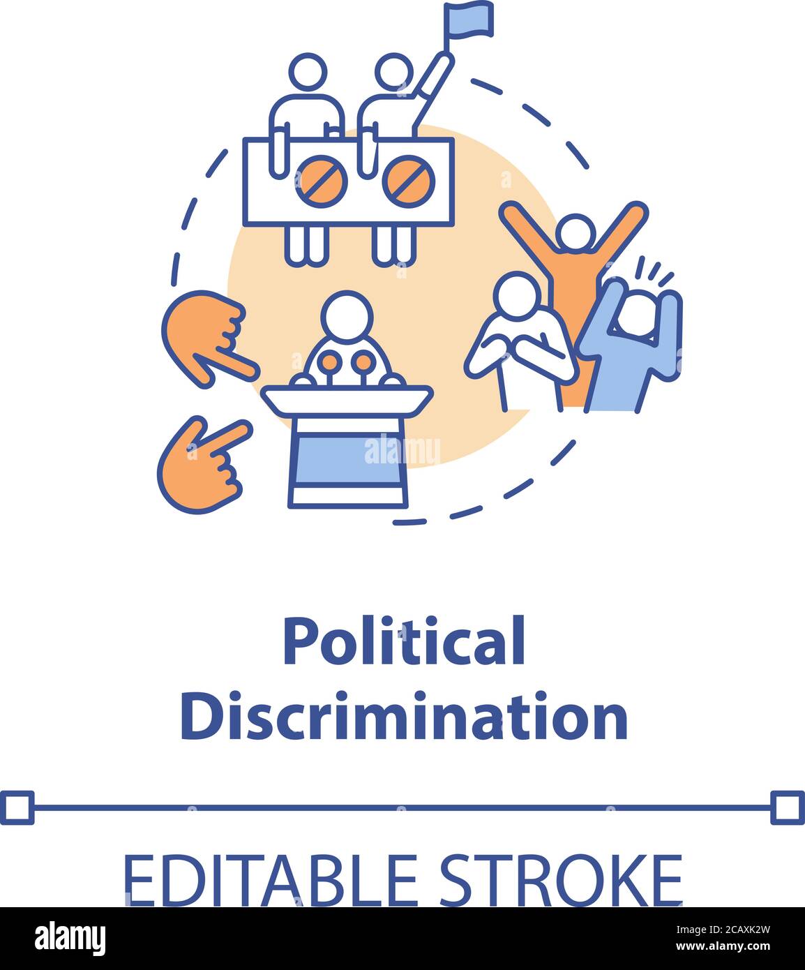 Political discrimination concept icon. Mistreatment based on political ...