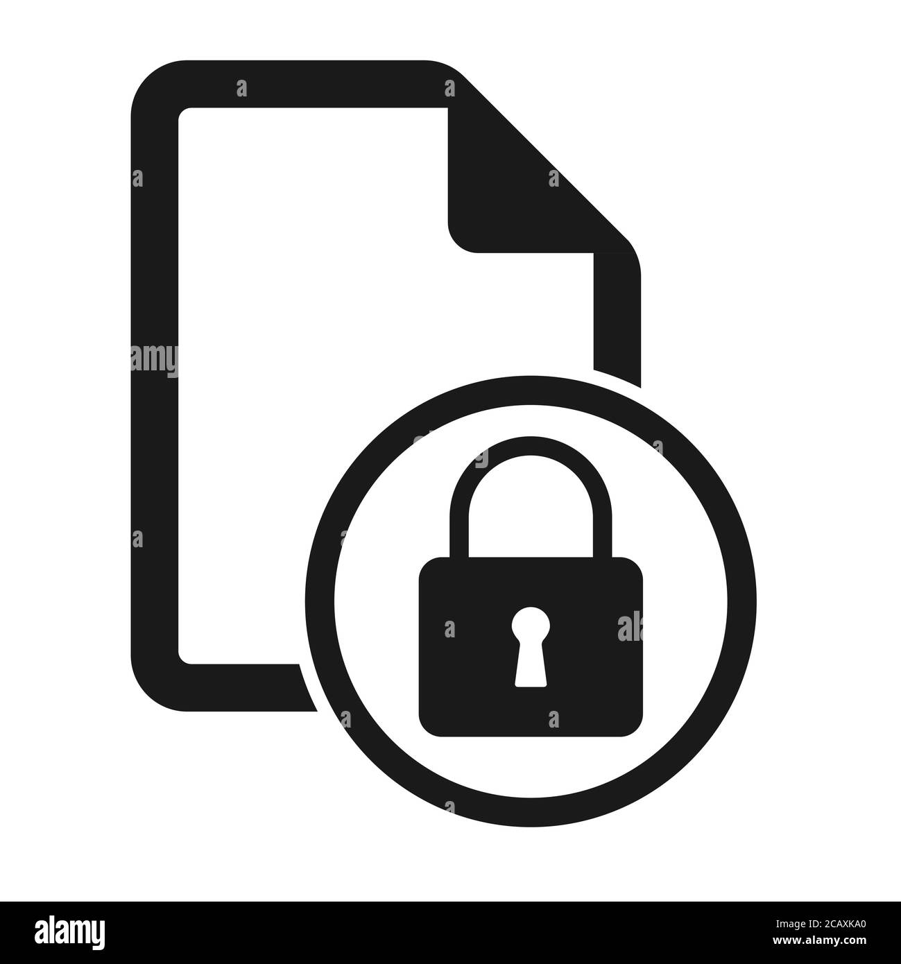 File flat icon with lock isolated on white background. Locked document ...