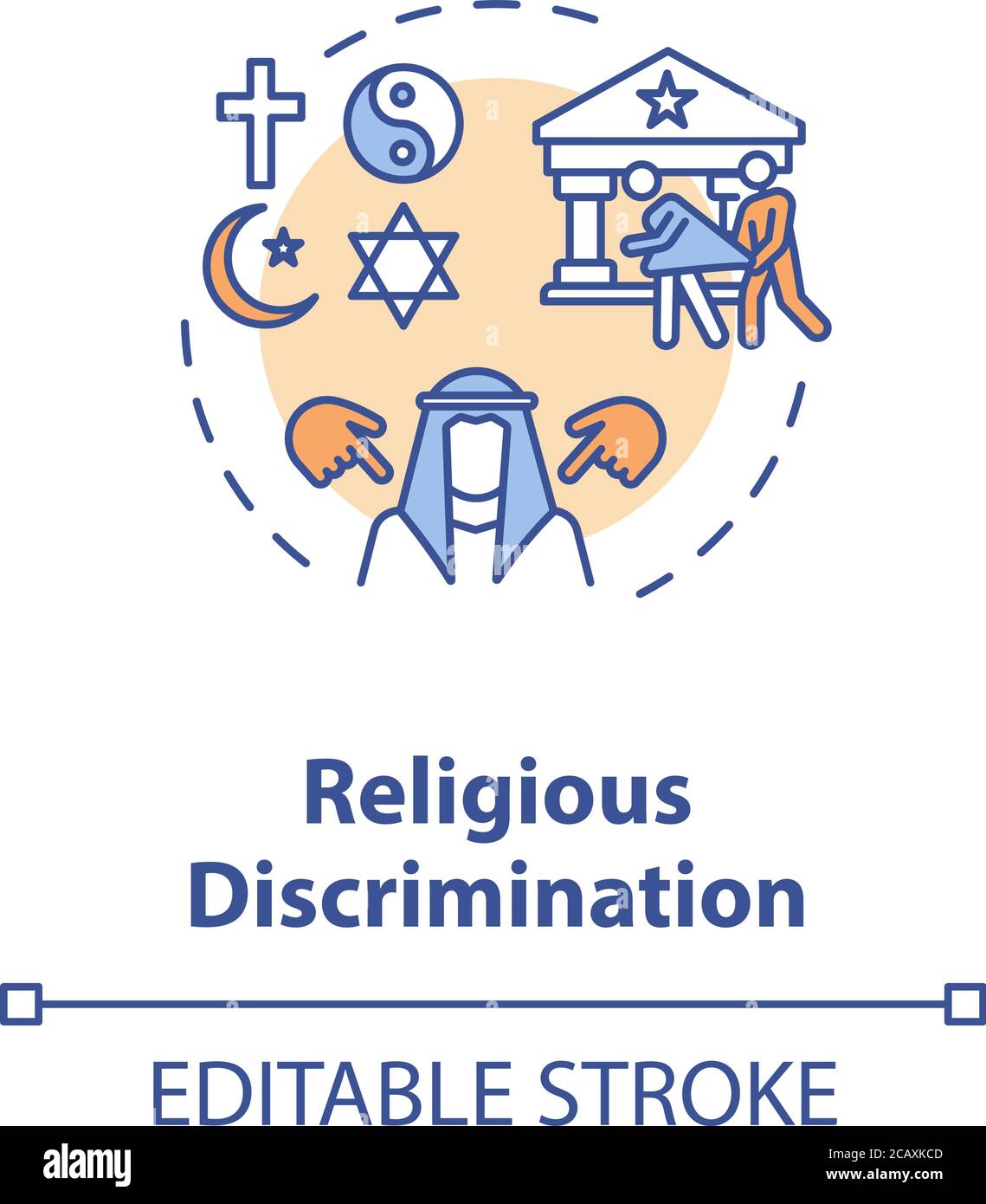 Religious discrimination concept icon. Mistreatment based on religion
