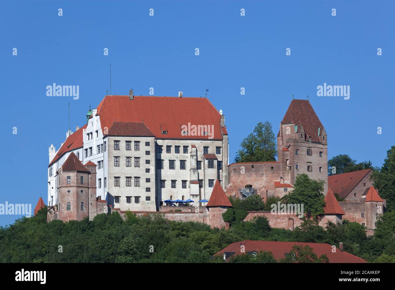 geography / travel, Germany, Bavaria, Landshut, castle Trausnitz cheer across Landshut, Lower Bavaria, Additional-Rights-Clearance-Info-Not-Available Stock Photo