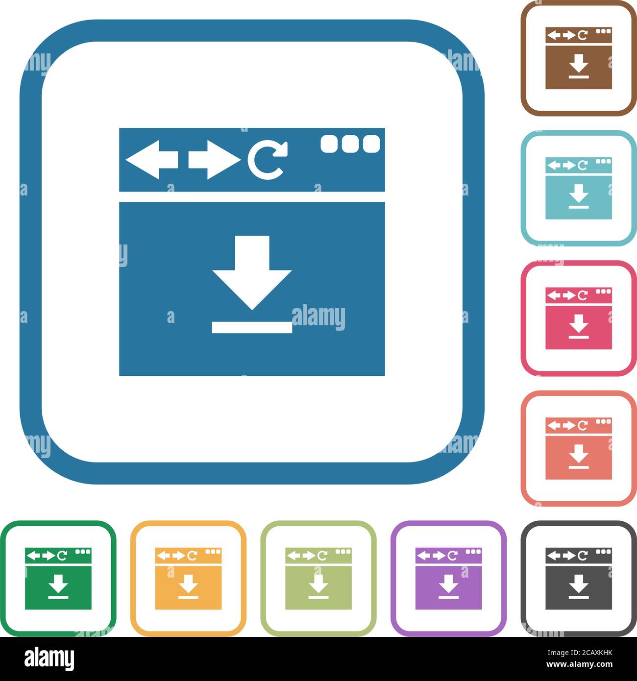 Browser download simple icons in color rounded square frames on white ...
