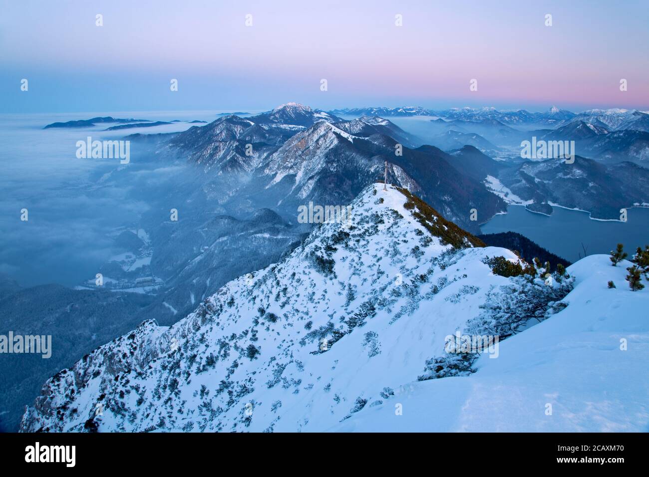 geography / travel, Germany, Bavaria, Herzogstand (peak), view of the Herzogstand (peak) to East, Joch, Additional-Rights-Clearance-Info-Not-Available Stock Photo