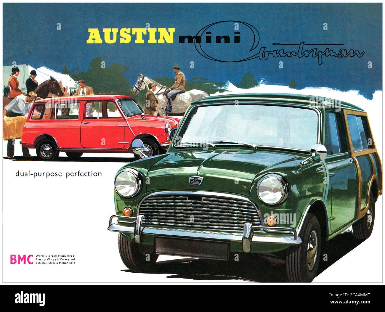 1960s British brochure cover for the Austin Mini Countryman motor car. Stock Photo