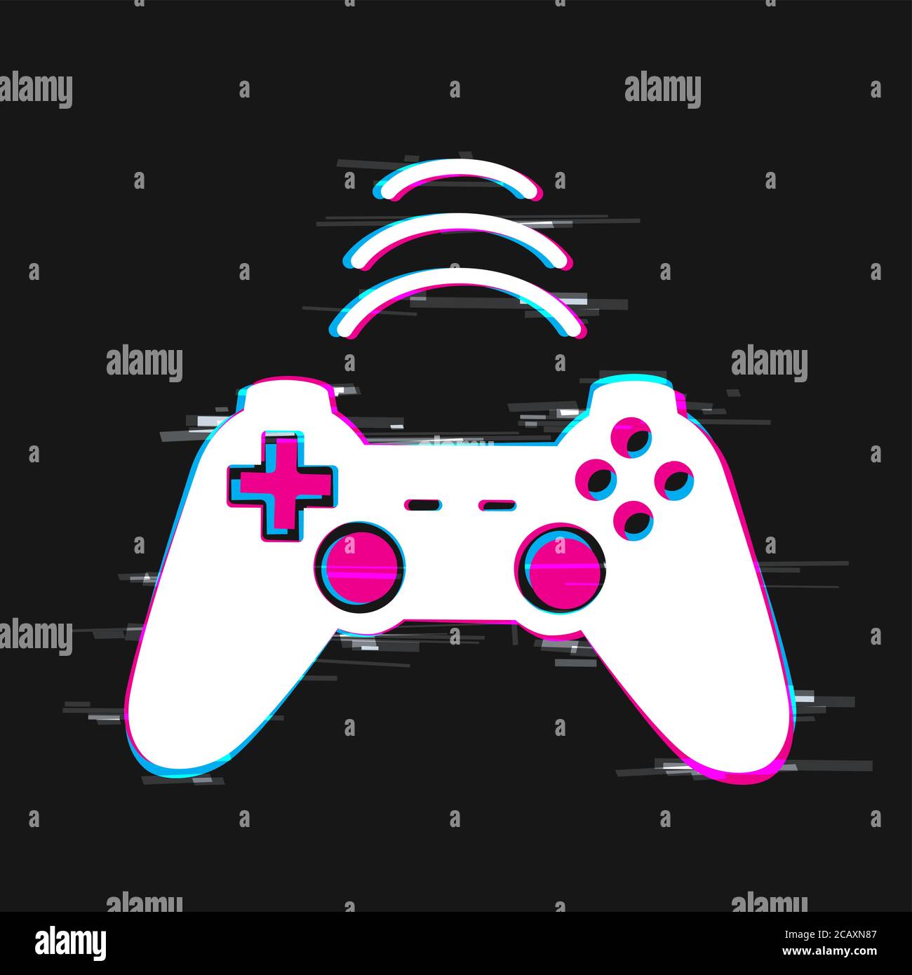 glitch gamepad computer joystick icon Stock Vector