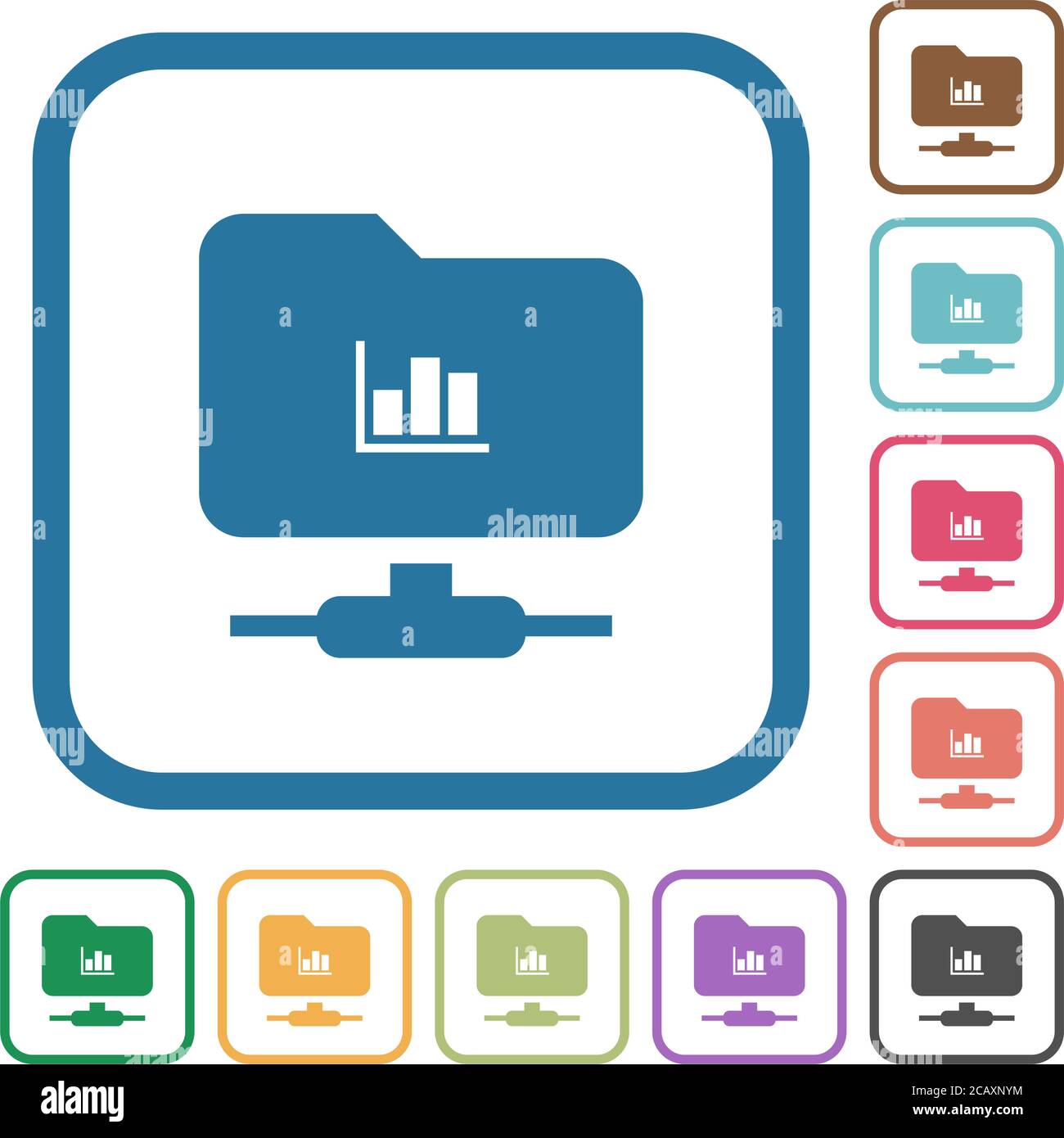FTP statistics simple icons in color rounded square frames on white background Stock Vector
