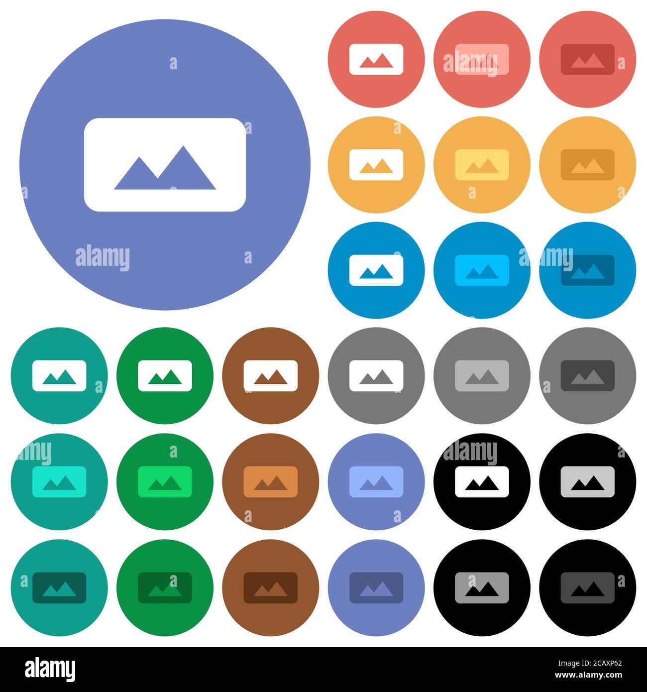 Panorama picture multi colored flat icons on round backgrounds ...