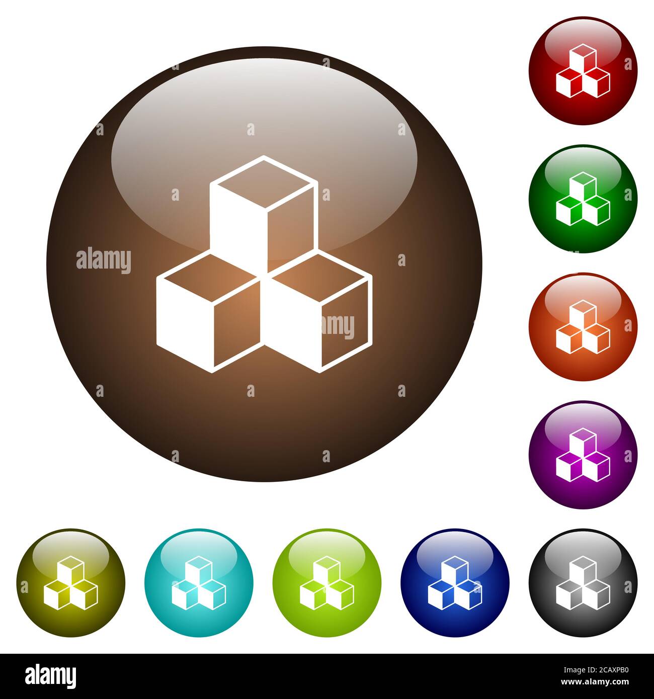 Cubes white icons on round color glass buttons Stock Vector Image & Art ...