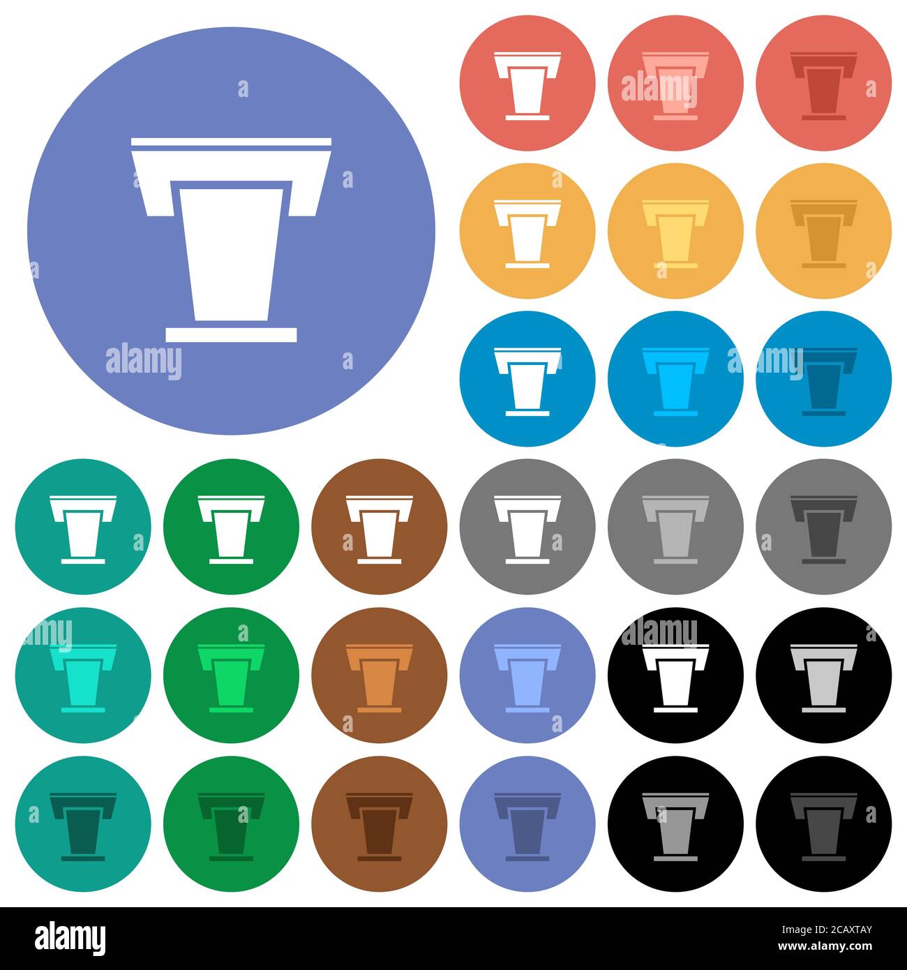 Conference podium multi colored flat icons on round backgrounds ...