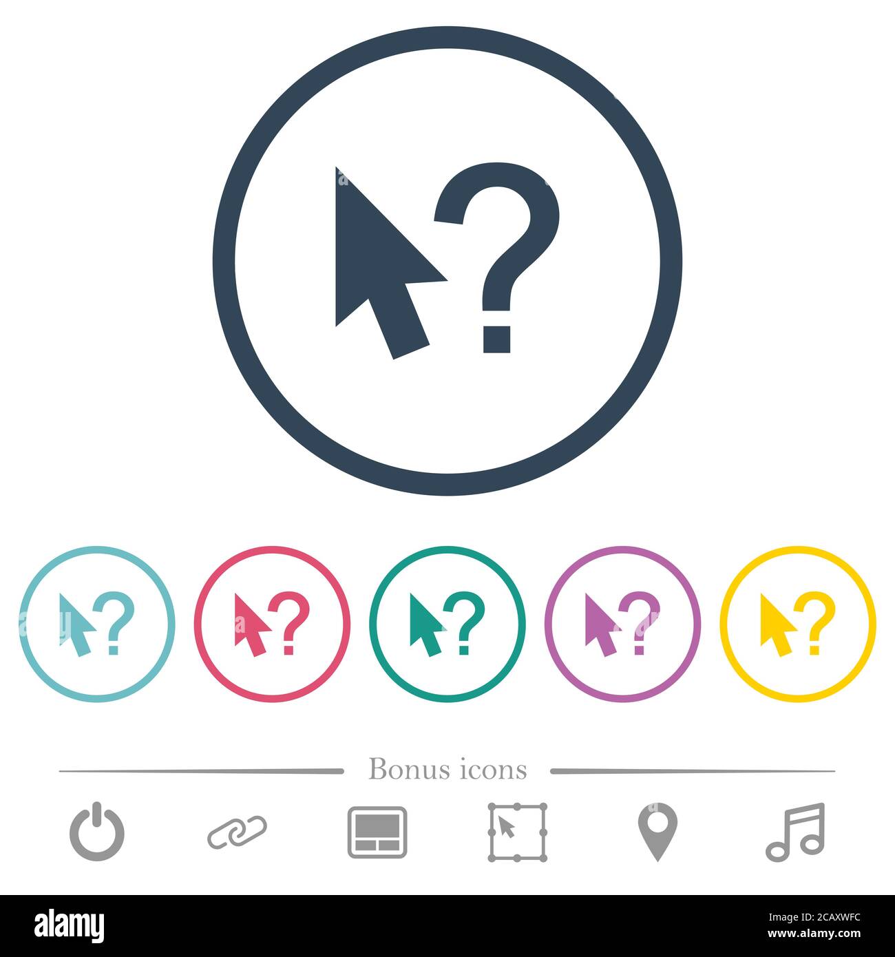Help cursor flat color icons in round outlines. 6 bonus icons included ...