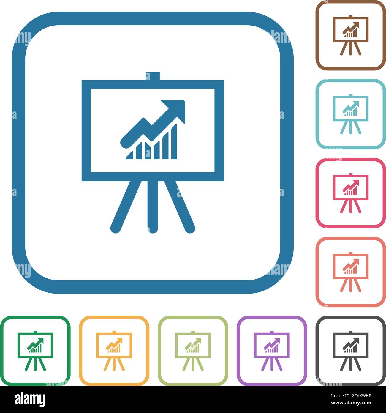 Presentation table with rising graph simple icons in color rounded ...