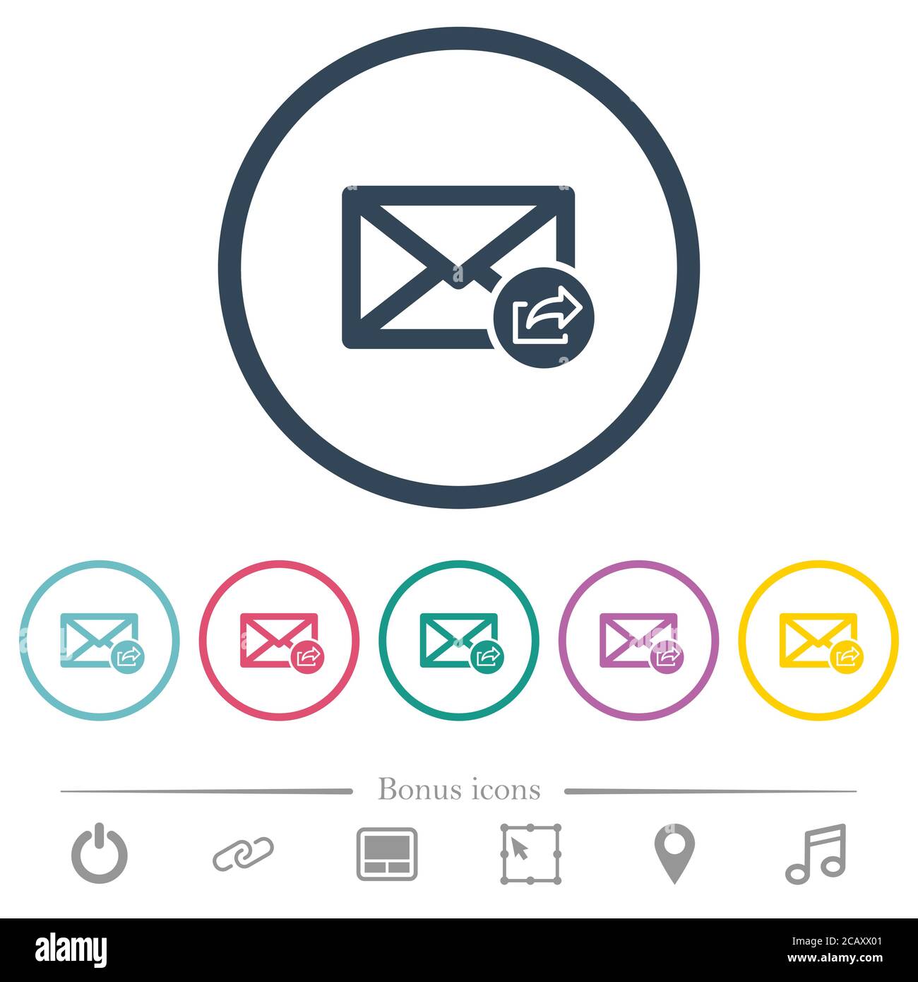 Export mail flat color icons in round outlines. 6 bonus icons included ...