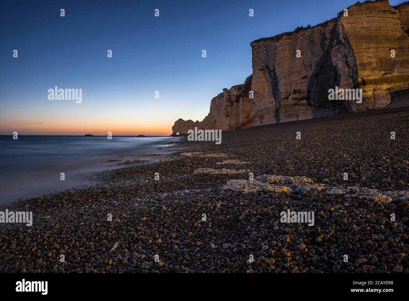 Night on the beach of Etretat Stock Photo - Alamy