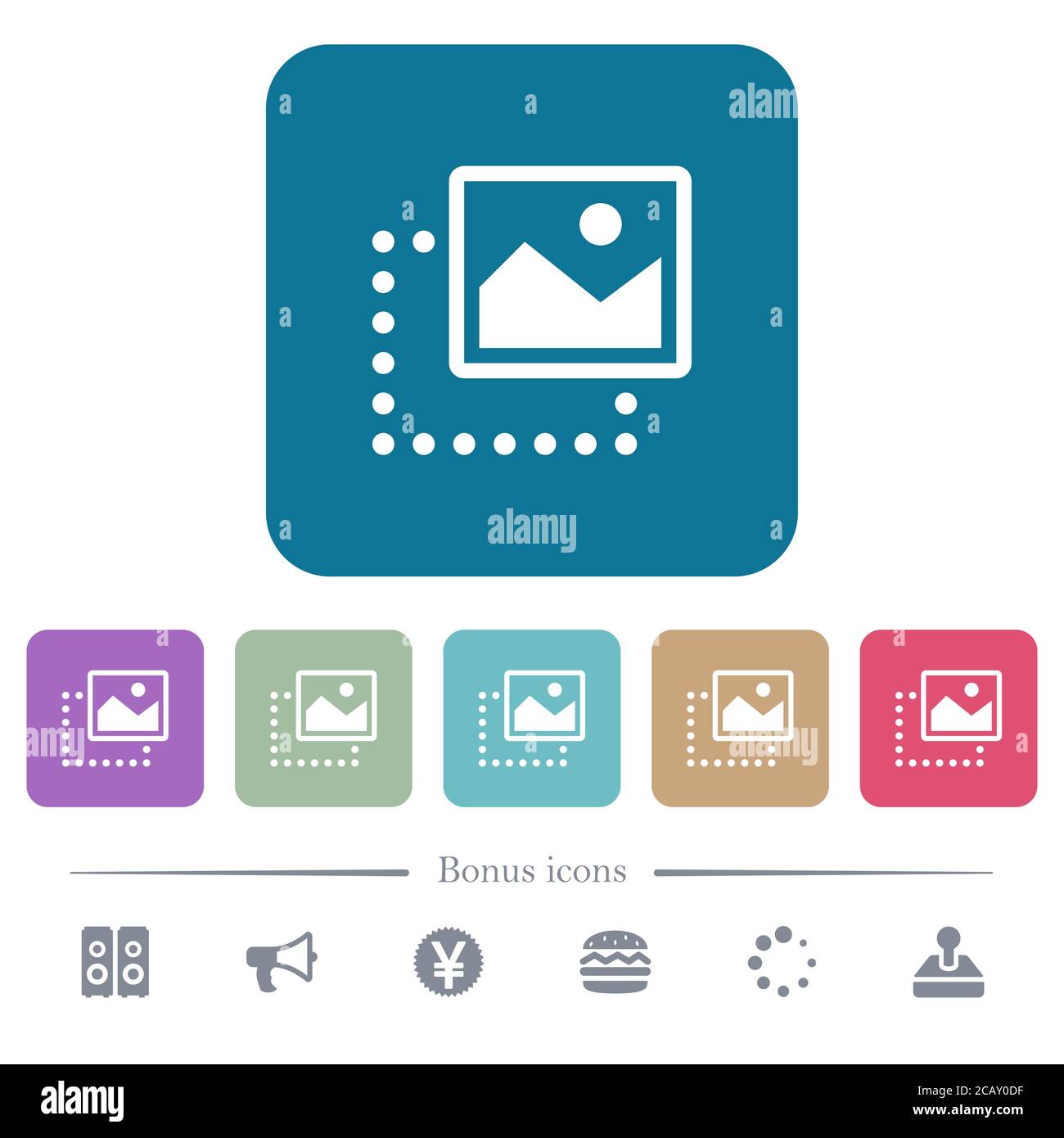 Drag image to top right white flat icons on color rounded square ...