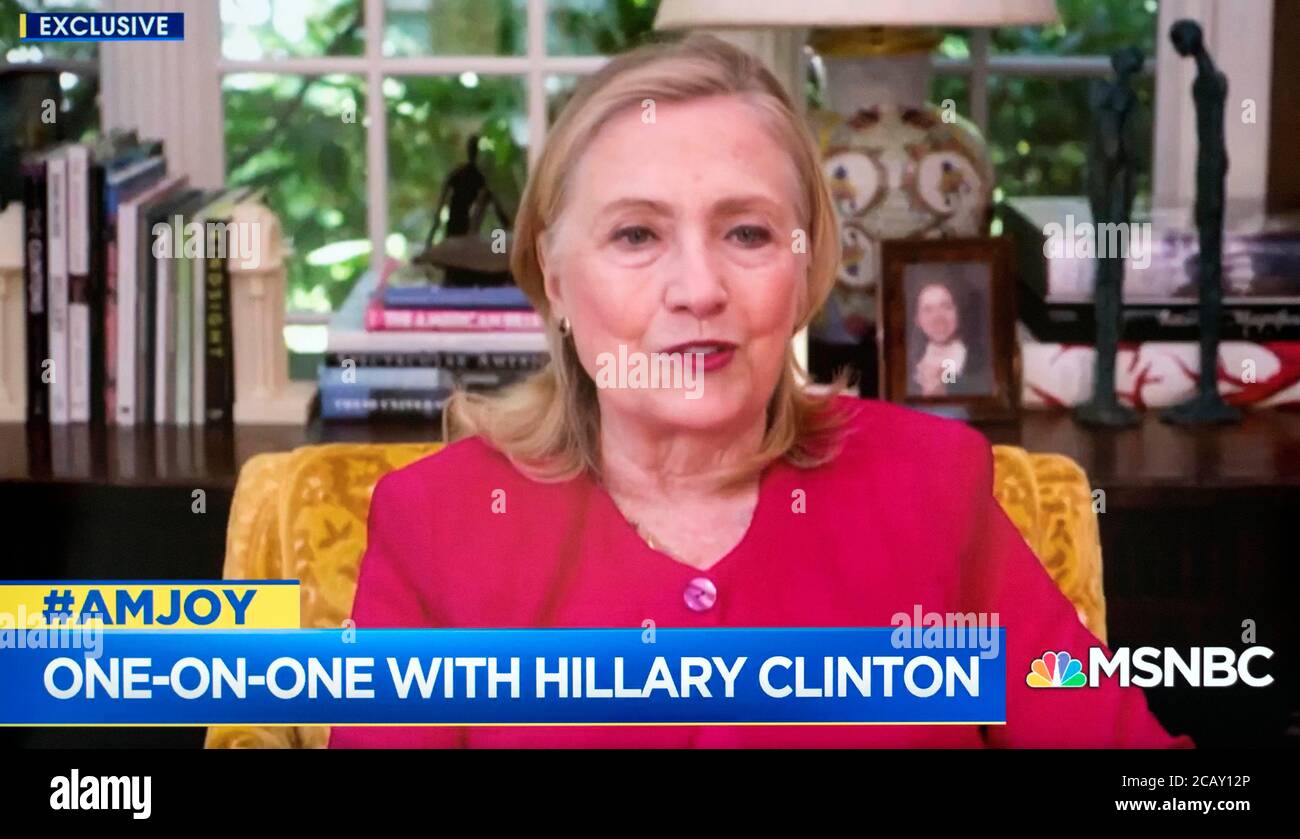 Chappaqua, New York, USA. 09th Aug, 2020. A screen grab of HILLARY