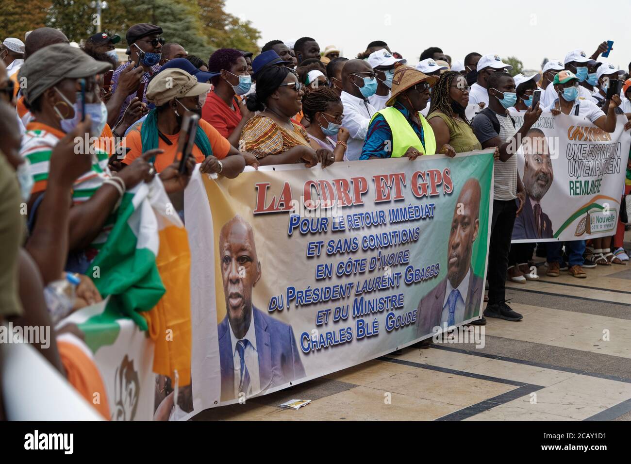Human Rights Square Paris, France. 8th August, 2020. Meeting of Ivorian opposition parties ...