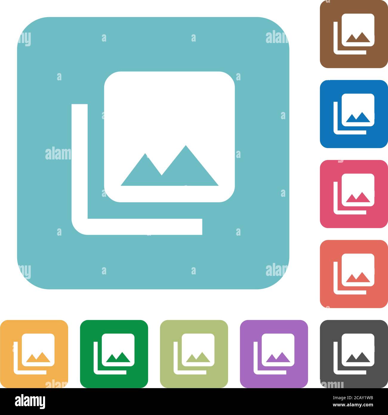 Photo library white flat icons on color rounded square backgrounds ...