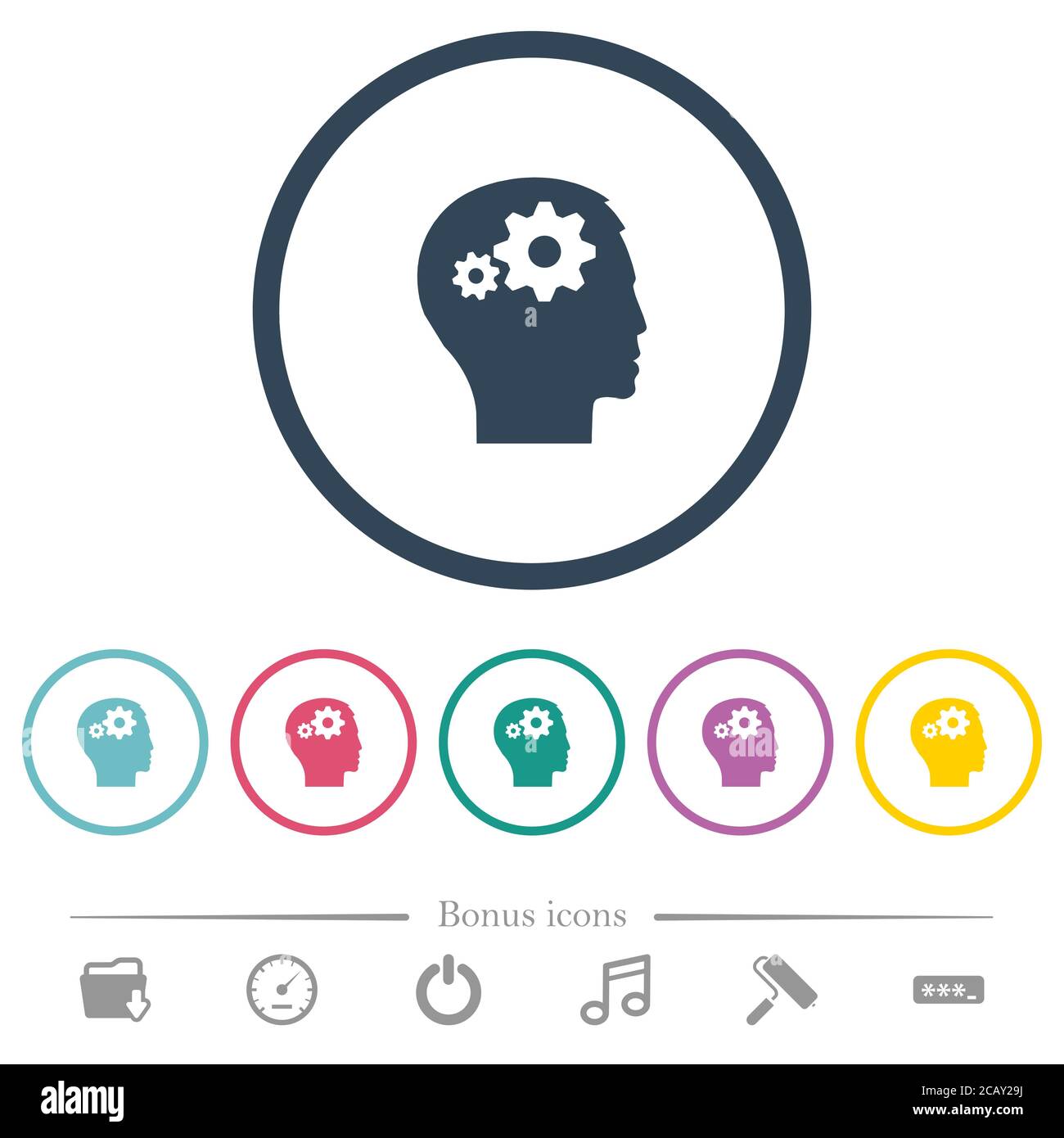 User settings flat color icons in round outlines. 6 bonus icons ...