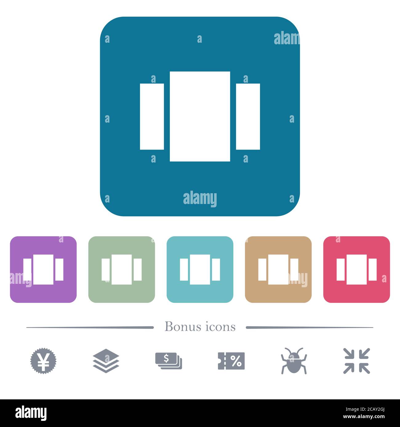 View carousel white flat icons on color rounded square backgrounds. 6 ...