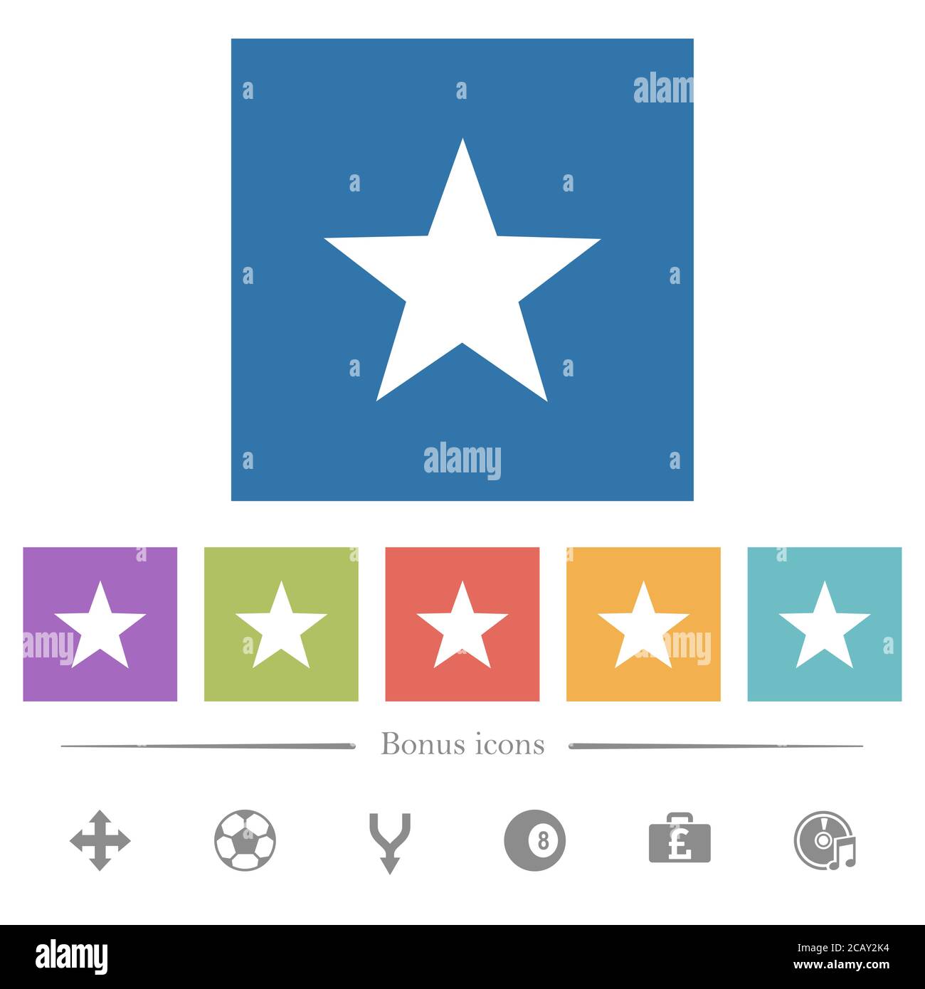 Favorite flat white icons in square backgrounds. 6 bonus icons included ...