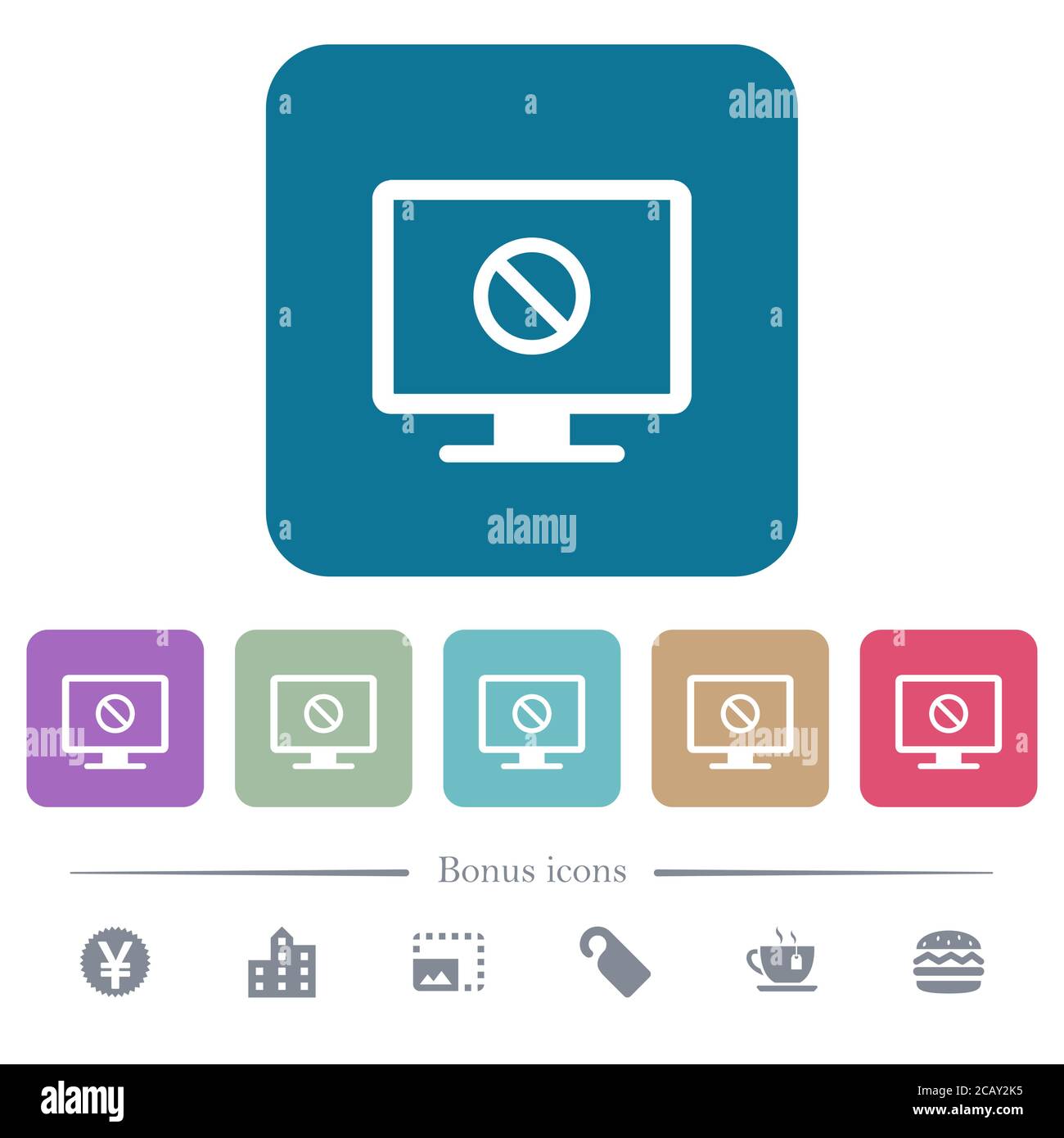 Disabled display white flat icons on color rounded square backgrounds ...