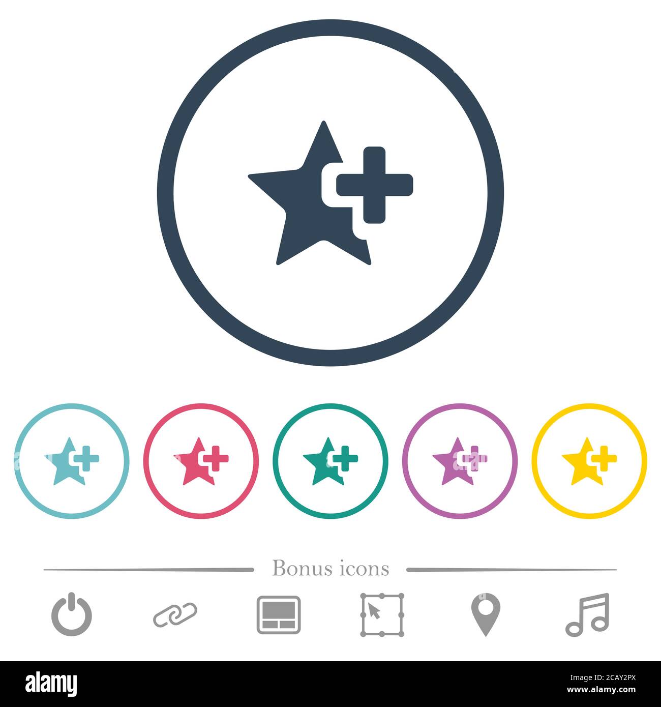 Add star flat color icons in round outlines. 6 bonus icons included ...