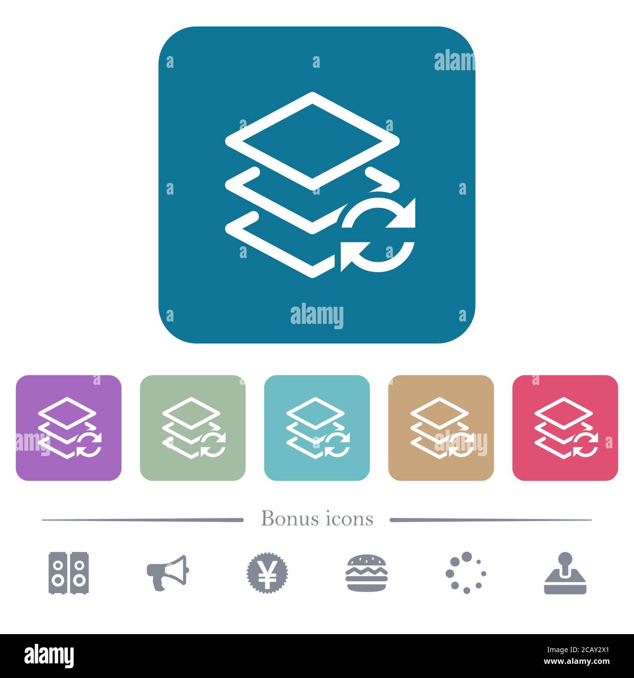 Swap layers white flat icons on color rounded square backgrounds. 6 ...
