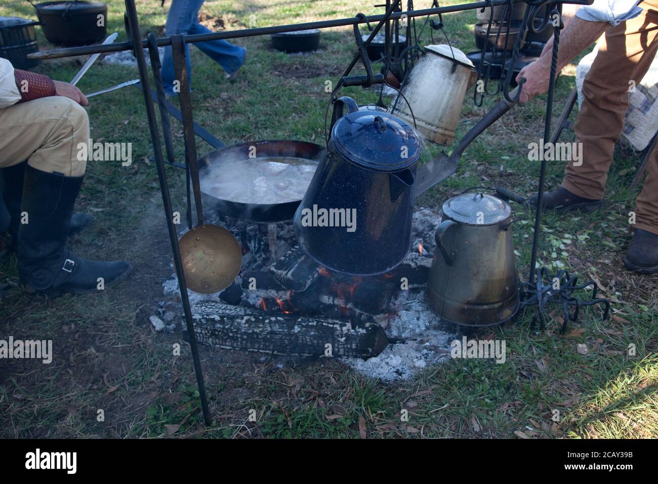 Coffee Pot on an Open Fire Stock Photo Alamy