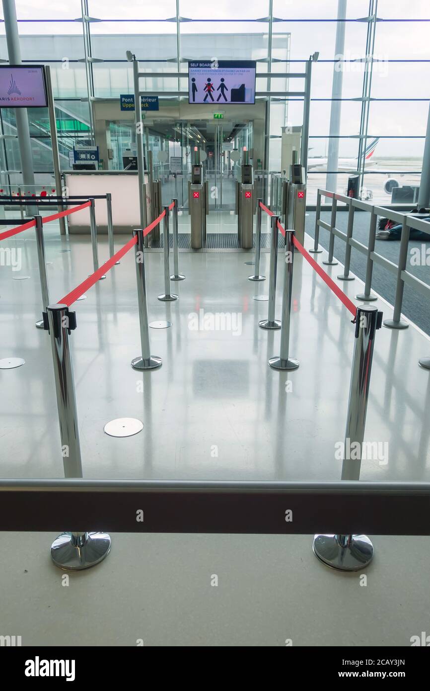 Paris, France April 4, 2018 Charles de Gaulle airport, self boarding