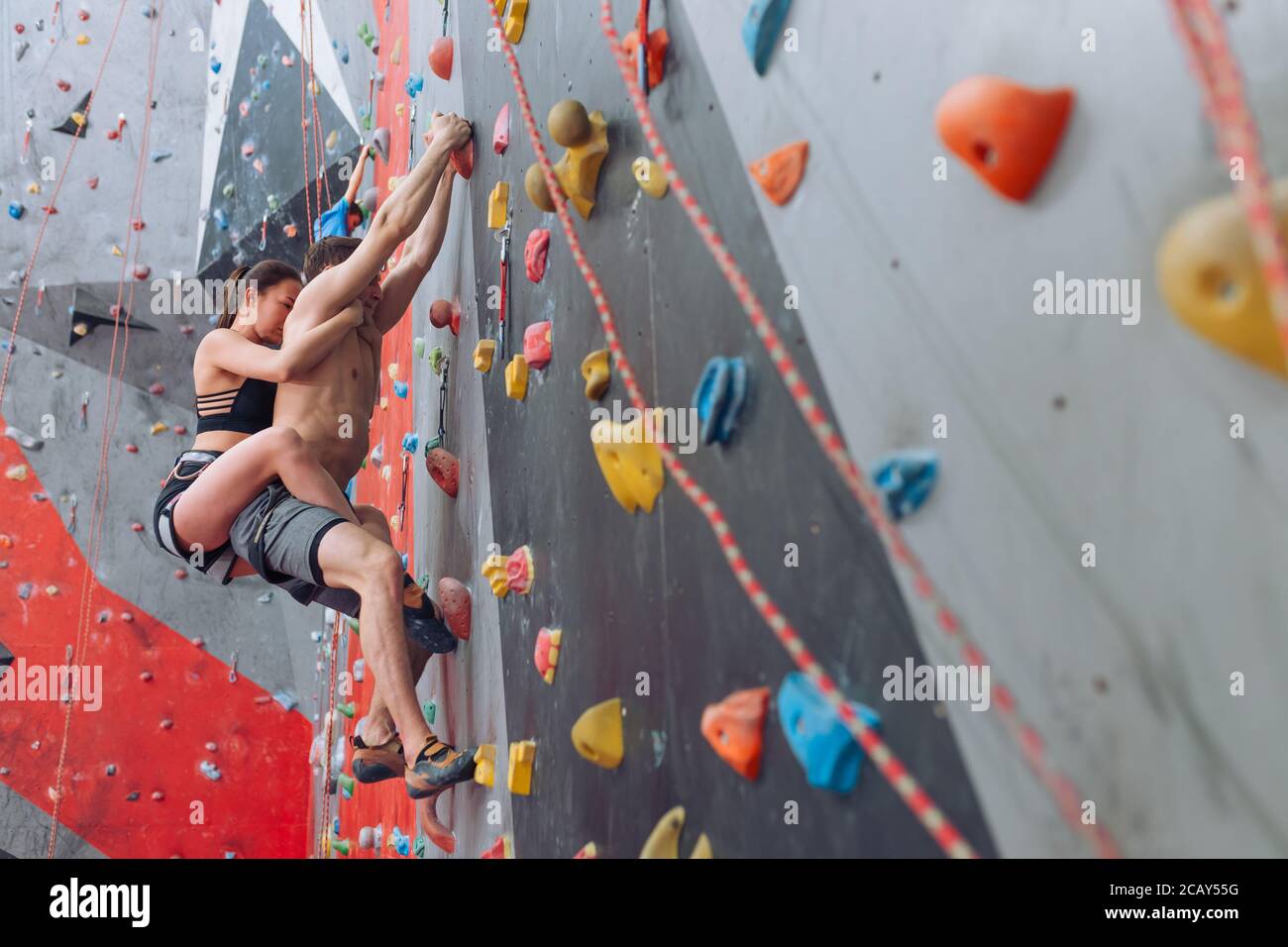 Climbing wall indoor helmet hi-res stock photography and images - Alamy