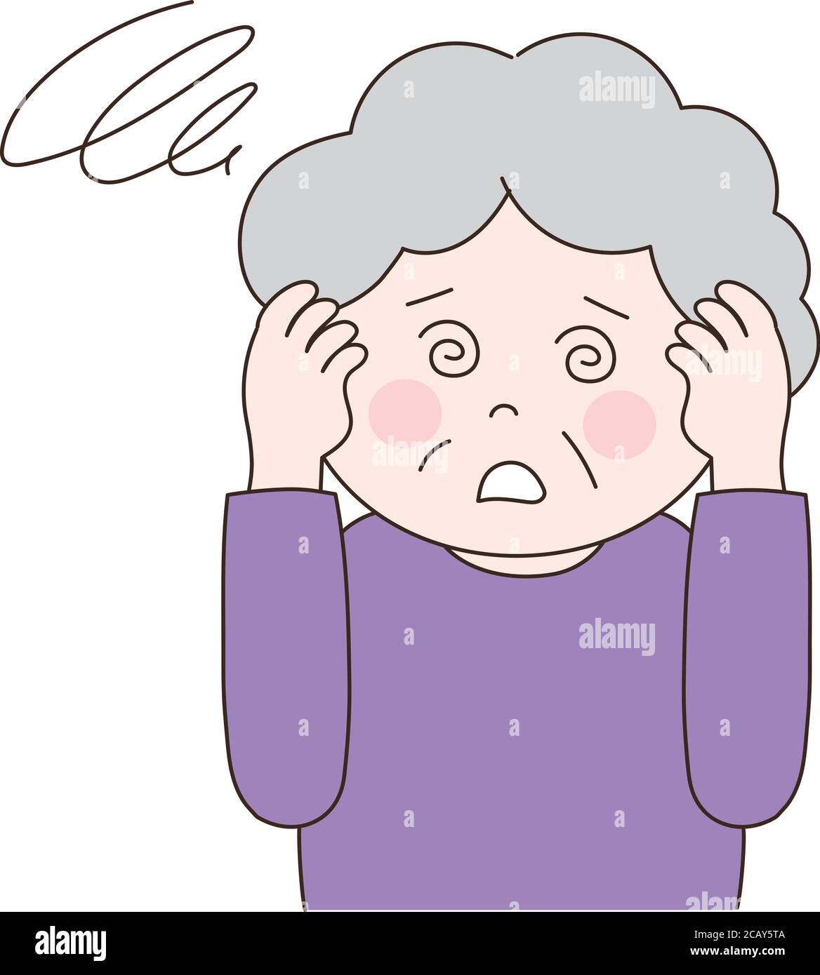 Sick dizzy woman suffering headache. Vector illustration isolated on white background. Stock Vector