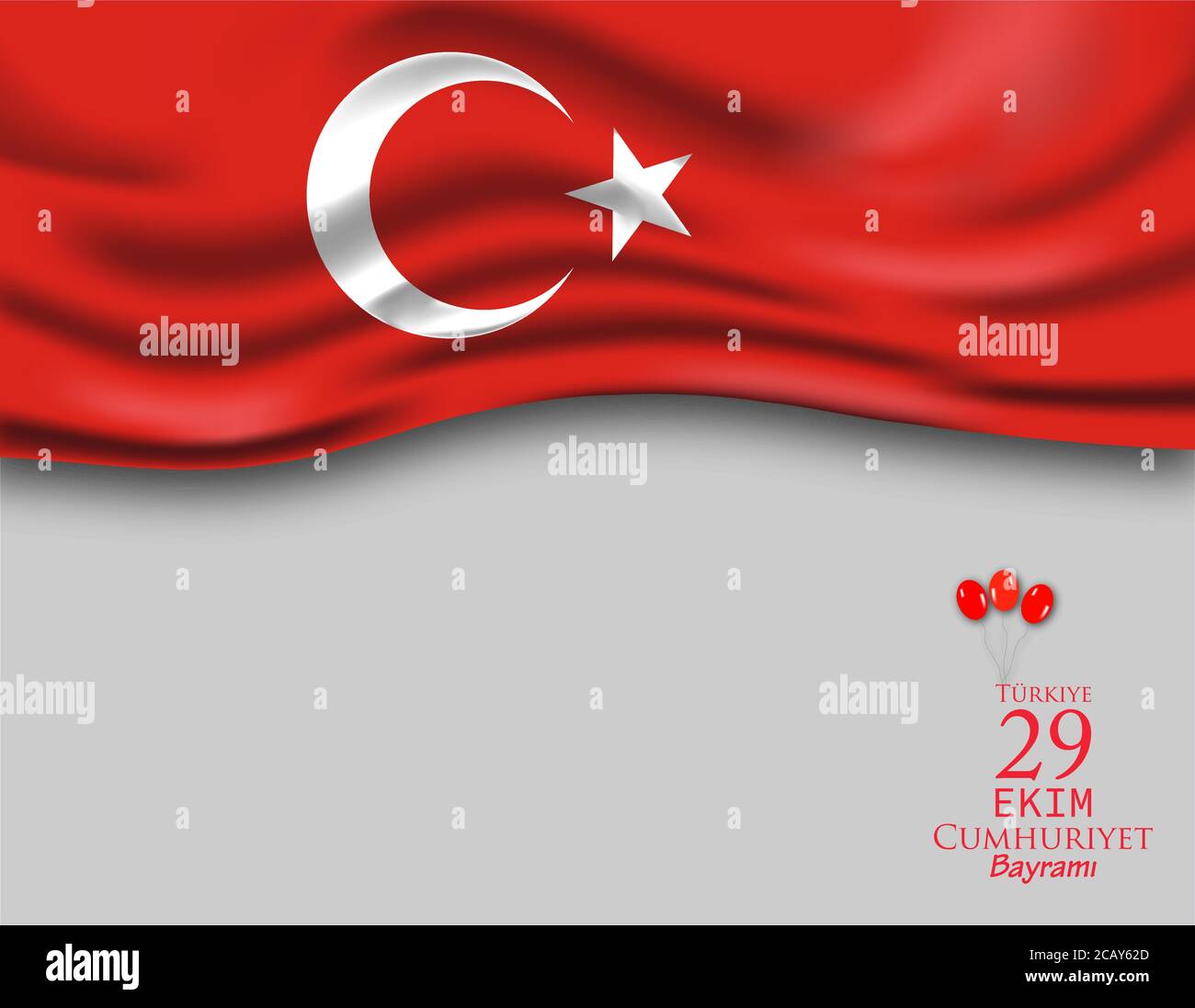29 october Republic Day Turkey written in turkish 29 ekim Cumhuriyet Bayrami vector illustration Stock Vector